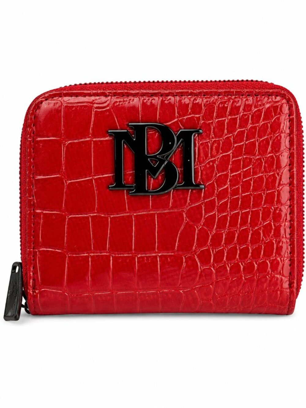 Badgley Mischka Red Croc Embossed Zip Around Wallet ID Holder